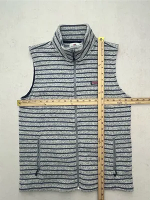 Vineyard Vines Womens Blue White Striped Full Zip Mock Neck Fleece Vest Medium thumbnail 9