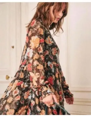 Sézane Honey Printed Flowers Long Sleeve Odile Dress thumbnail 4
