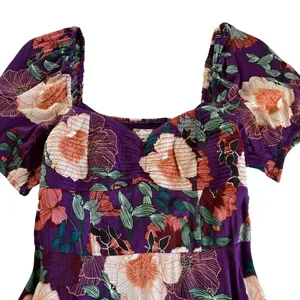 Band of the Free Aimee Purple Floral Puff Sleeve Mini Dress Women’s Size Medium thumbnail 3