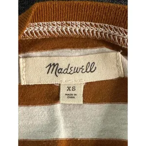 Madewell classic cotton tan/cream striped crew neck long sleeve t-shirt Size XS thumbnail 2