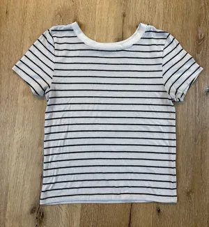 Black and White Striped Short Sleeve Top thumbnail 1