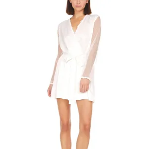 Flora Nikrooz Ivory Lace-Trim Satin Robe thumbnail 2