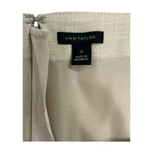 Ann Taylor Dress Womens 12 Beige Linen Sheath Cap Sleeve Career Office Classic thumbnail 3