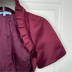 Antonio Melani Ruffled Burgundy Satin Bolero‎ Shrug Jacket Size XS thumbnail 4