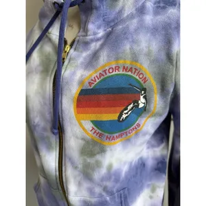 Aviator Nation Tye Dye Blue Hoodie Full Zip‎ Sweatshirt The Hamptons Surf Small thumbnail 3