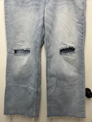 Arula Women's Light Wash Distressed Wide Leg Denim Jeans - Size 18 thumbnail 4