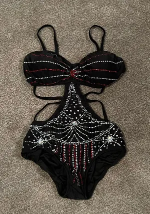 Black Red and White Jazz Dance Costume Size L thumbnail 1
