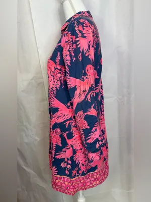 Lilly Pulitzer Navy Tunic Dress with Hot Pink Tropical Print thumbnail 4