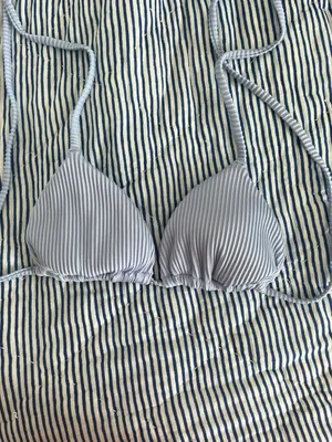 Hollister baby blue ribbed triangle bikini top thumbnail 1
