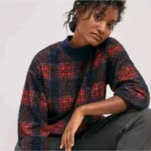 Anthropologie Porridge Plaid Sherpa Fleece Pullover‎ Sweater xs thumbnail 1