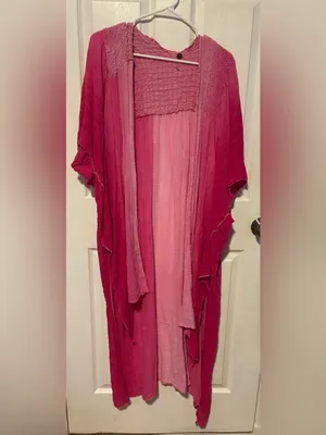 Free People Womens XS/S Pink Ombre Duster Kimono Beachy Coastal Festival Boho thumbnail 3