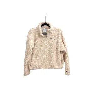 Champion Cream Sherpa Quarter Zip Fleece Pullover Sweatshirt Women's Medium thumbnail 2