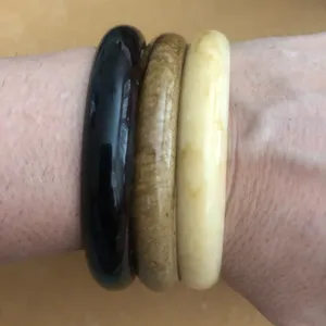 Set of 3 bangle bracelets in tan, brown, dark brown thumbnail 2