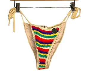 Forever 21 Y2K colorful crochet string bikini swim bottoms size‎ small boho cute thumbnail 1