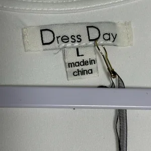 Dress Day White Maxi Dress‎ Womens Large V Neck Empire Waist Flowy Boho Formal thumbnail 3