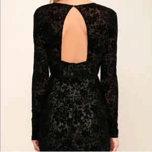 LULU’S Cor-Set to Go Black Burnout Velvet Print Dress X-Small thumbnail 2