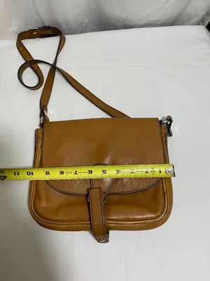 Vintage Tan Leather Crossbody Shoulder Bag Adjustable Strap Magnetic Closure thumbnail 12