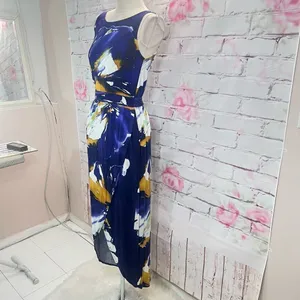 Weston Anthropologie sleeveless purple floral tulip hem maxi dress thumbnail 6