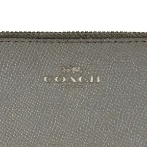 Coach F58032 Corner Zip Wristlet Crossgrain Leather Wallet Gray Small thumbnail 5