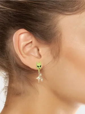 NWT Betsey Johnson Alien Mismatch Drop Earrings thumbnail 3
