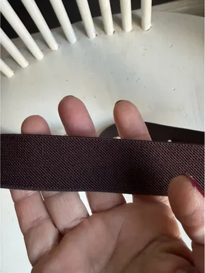 Ellen Tracy Brown Leather and Elastic Waist Belt with Gold Buckle - Size Small thumbnail 4
