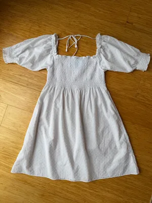 Hill House Home Athena Nap Dress White Swiss Dot Cotton Mini XS thumbnail 3