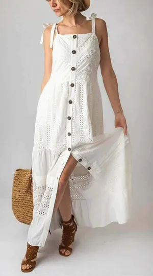 ADELYN RAE White Women's Janella Eyelet Maxi Dress Small‎ NWOT $155 thumbnail 1