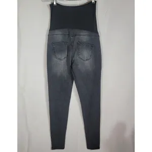 Time & Tru Maternity Jeans Small 4-6 Black Denim Gray Skinny Full Belly Panel thumbnail 7