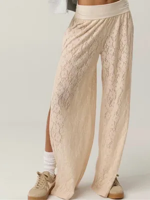 Offline by Aerie Go With the Flow Lace Split Leg Pants Cream S|P thumbnail 5