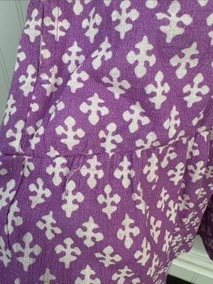 Xirena Short Sleeve Open Back Mini Dress Women Size Medium Purple White thumbnail 5