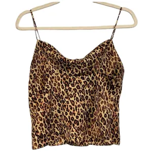 Zara Cheetah Print Satin Camisole Tank Medium NWT Cowl Neck Leopard Crop Top thumbnail 4