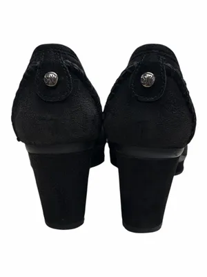 Stuart Weitzman Black Suede Bow Loafer Pumps thumbnail 4