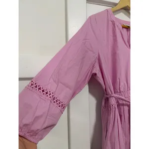 Wonderly Pink Cotton Tiered Eyelet Lace Dress Balloon Sleeve PXL thumbnail 10