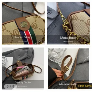 Monogram Chain Shoulder Bag Cream Gold Stripe Crossbody Clutch NIP thumbnail 9