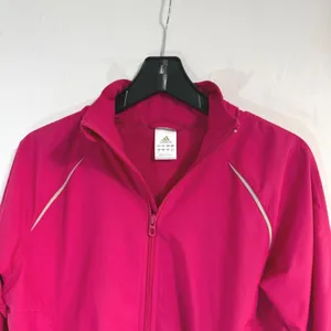 Y2K Adidas Womens Fuchsia Pink Full Zip‎ Windbreaker Track Jacket Size Medium thumbnail 4