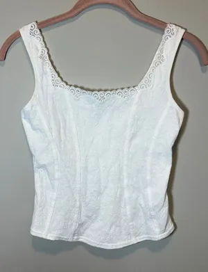 Arianne Lingerie White Floral Jacquard Lace Trim Corset Cami Top Small Canada thumbnail 1
