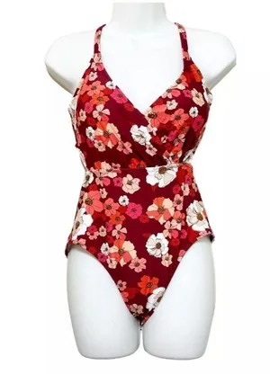 Cupshe Olivia Women XL Floral One Piece Cross Straps Back Tie Floral Swimsuit thumbnail 4
