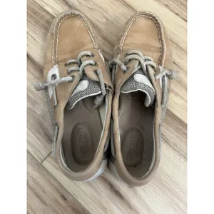 Sperry Wm 6M Tan Loafers‎ Boat Shoes Leather Beige Slip On Casual Chic thumbnail 5