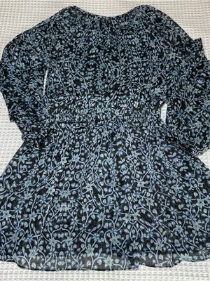 Misa Los Angeles Karlisa Floral Black And Blue Dress Size Small V Neck Flowy thumbnail 8