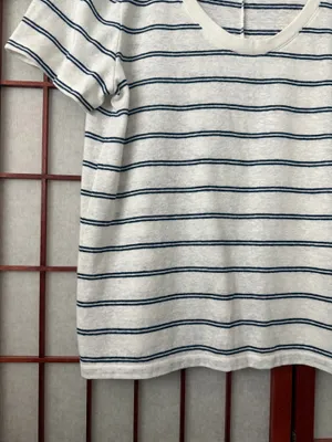 Gap linen blend navy and white stripe top size large thumbnail 4