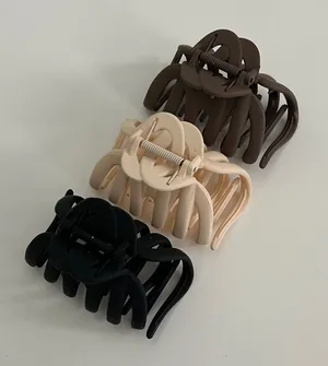 Elegant Hair Claw Clips Set - Black, Cream, Brown thumbnail 1
