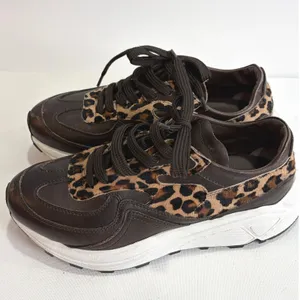 BOEMOS Leather Leopard Sneakers Vibram Sole‎ Made in Italy Womens 37 Pony Hair thumbnail 8