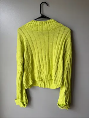Nasty Gal Neon Lime Ribbed Knit Sweater Small thumbnail 2