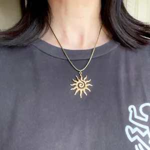 Handmade stainless steel sun boho retro vintage style necklace☀️ thumbnail 8