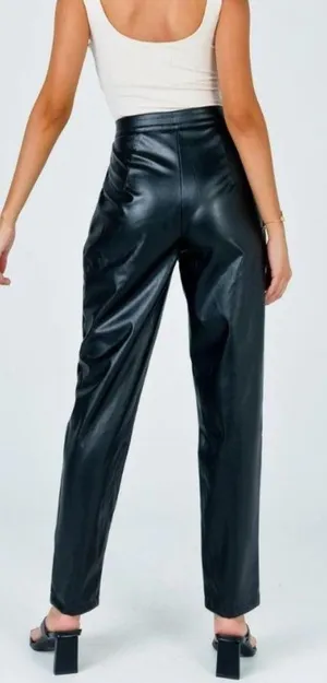 Princess Polly Love Club Black Faux Vegan Leather Straight Pants‎ Size 4 thumbnail 2