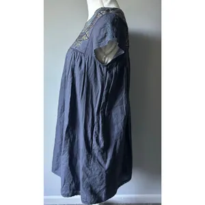 Holding Horses Vintage Anthropologie Blue Cotton Cottagecore Boho Babydoll Dress thumbnail 4