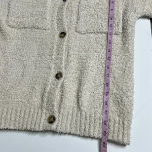 Thread & Supply Sherpa Button Front Small Cream Brazilian Sand Teddy Shacket thumbnail 6
