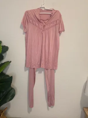 Blush Pink Vintage Nightgown with Embroidered Yoke thumbnail 2