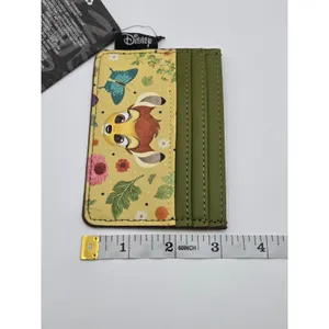 Disney Loungefly Bambi‎ Springtime Flowers Card Holder Wallet Green Yellow NEW thumbnail 7