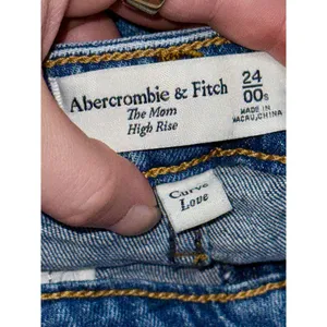 Abercrombie & Fitch Curve Love Mom High Rise Blue Denim Distressed Jean Sz 24 00 thumbnail 3